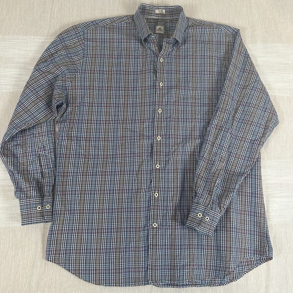 PETER MILLAR Mens Size XL Multicolor Striped Button Down Long Sleeve Shirt Plaid